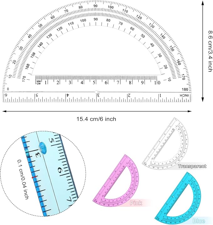 Zonon 12 Pack 6 Inch Plastic Protractor Christian Charity Donation 180 Degrees - Image 3