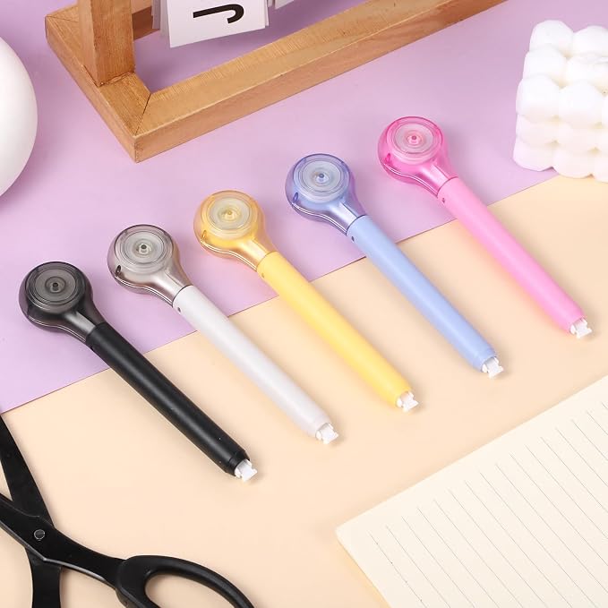6 Pcs Correction Tape Pen Push-pull Protective Cover Comfortable Pen Shape - Image 6