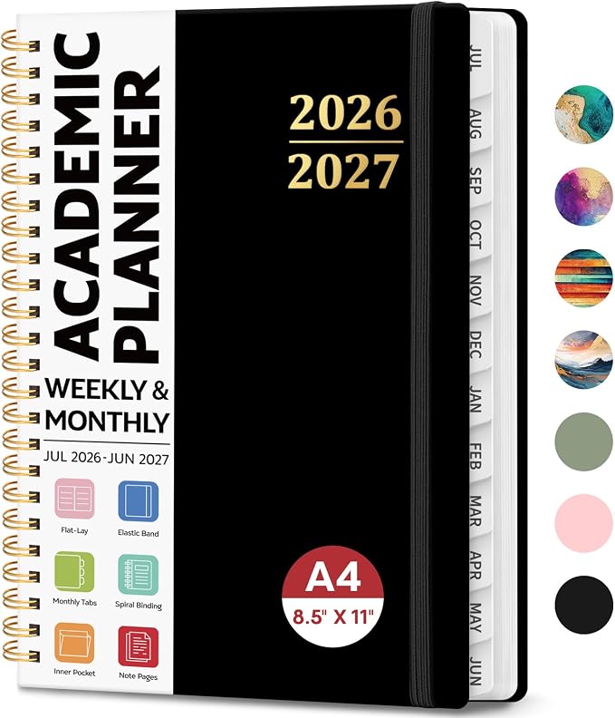 8.5" x 11" Academic Planner 2026-2027, Weekly & Monthly Calendar Planner Book by JEJEGO