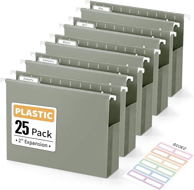 Sooez Extra Capacity Plastic Hanging File Folders, File Organizer by Sooez