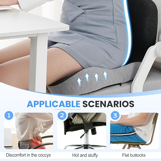 Back and Seat Cushion, 2025 New Ergonomic Non-Slip Memory Foam Seat Cushion with Back Support, L-Shaped Breathable Seat Cushions for Car, Office, Home (Pink)-DeskLoop Office