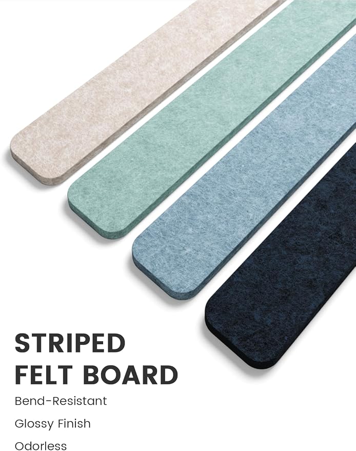 Fluxynara Cork Board Alternative Felt Strip Board 8-Pack 13"x2", Office Pin - Image 3
