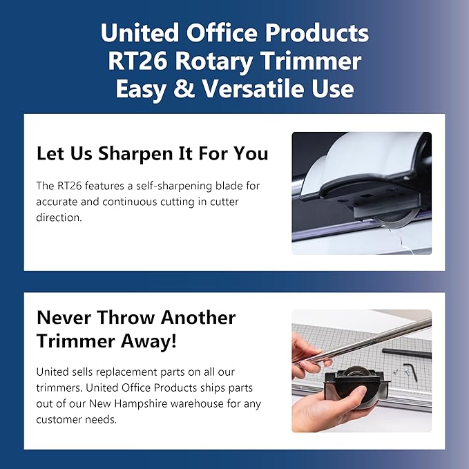 United Office Products RT26 Commercial Rotary Paper Trimmer, Sturdy Metal Base, 26" Cut Length, 15 Sheet Capacity, Paper Cutter for Offices, Schools and Crafts-DeskLoop Office