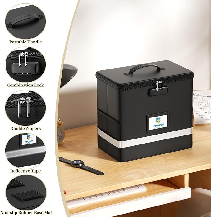 Fireproof File Box with Lock, Document Box Storage Organizer, Suitable - Image 6
