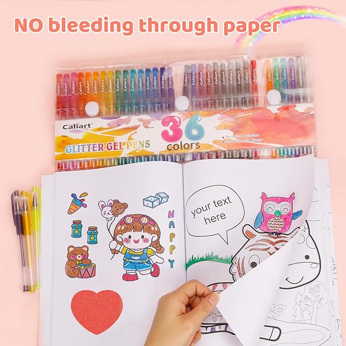 36 Color Glitter Gel Pens, 40% More Ink Colored Gel Markers Fine Point Pens, Aesthetic Cute Preppy Stuff School Supplies, Mothers Day Gift for Mom Kids Artist Adult Coloring Books Cards Craft Drawing-DeskLoop Office