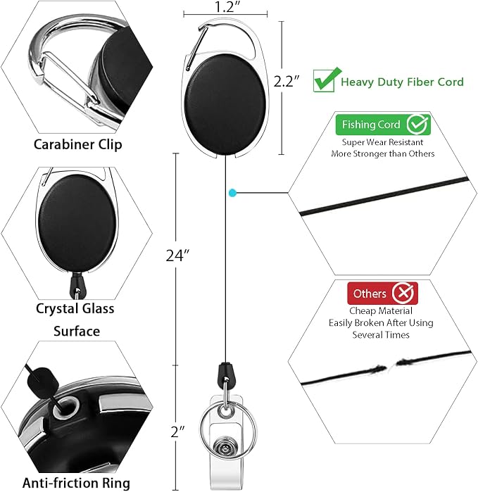 Giancomics Black Lanyards for Id Badges, ID Badge Holder - Image 5