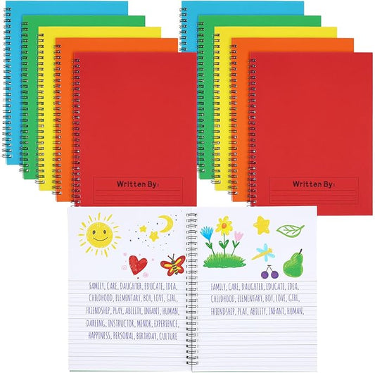 Henoyso 20 Pcs 100/50 Sheets Primary Composition Notebook K-2 Bulk Spiral Primary Journal Drawing Handwriting Practice for Kids Kindergarten 1st 2nd Back to School Supplies (Bright Color,50 Sheets)-DeskLoop Office