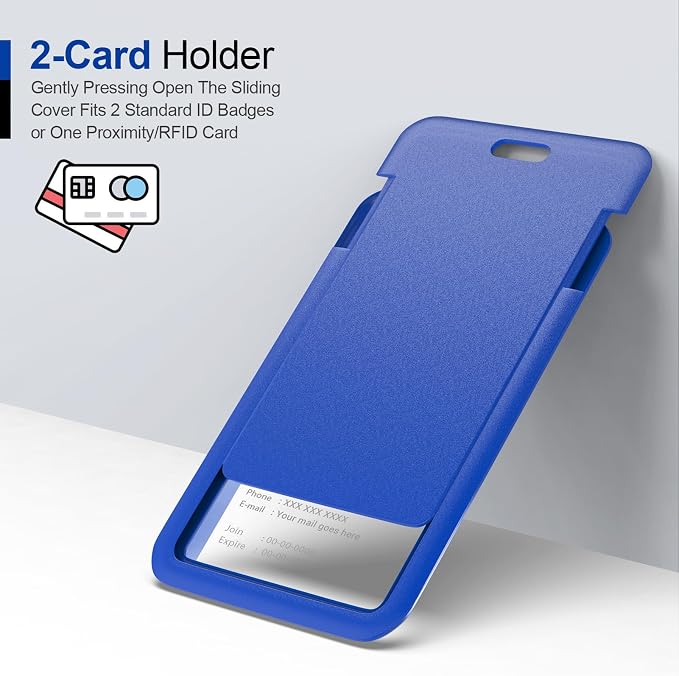 JINEASY ID 50 Pack Blue Hard Plastic ID Badge Holders, Heavy Duty - Image 2