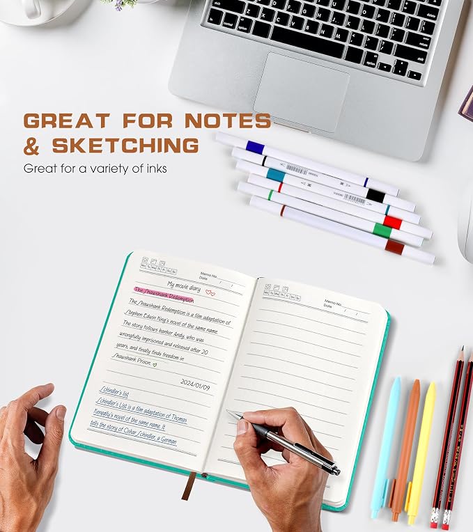 Biuwory A6 Leather Pocket Notebook, 140 Lined Pages Hardcover Small Journal | - Image 5