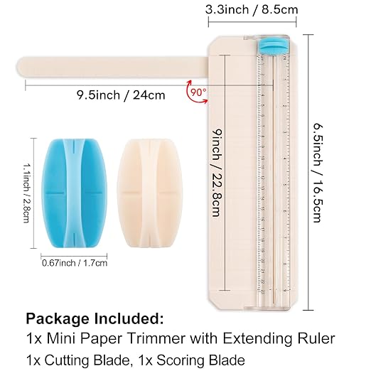 Mini Paper Trimmer with Extending Ruler, Paper Cutter with Cutting and Scoring - Image 4
