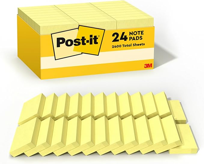 Post-it Notes, 1.38 x 1.88 in, The Iconic Canary Yellow Note, 24 Pads | School by Unknown