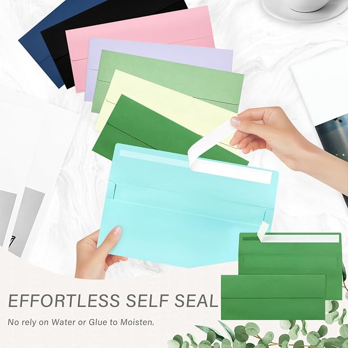 50 Pack #10 Business Envelopes, Self Seal Standard Green Envelopes - Image 5
