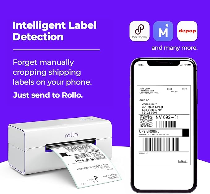 Rollo Wireless Shipping Label Printer - Wi-Fi Thermal Label Printer 4x6 for Shipping Packages - AirPrint from iPhone, iPad, Mac - Supports Windows, Chromebook, Android, Linux-DeskLoop Office