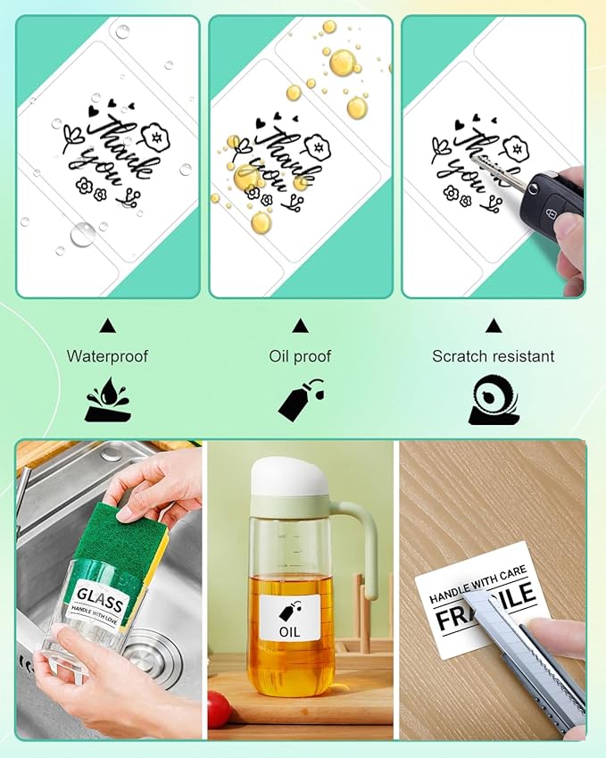 M100 Square Label 1.57'' x 1.18'' (40 x 30 mm), Compatible with Label Maker M110/ M220/ M221/ M120/ M200/M260/M150, White, 230 Labels/Roll, Multi-Purpose Adhesive Thermal Labels, Black on White-DeskLoop Office