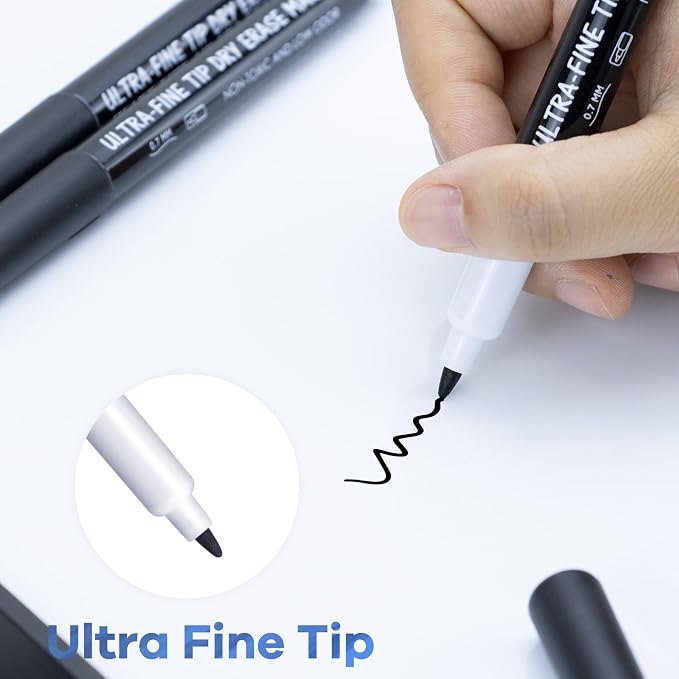 maxtek Black Dry Erase Markers Ultra Fine Tip, Low Odor, Extra Fine Point Dry - Image 2