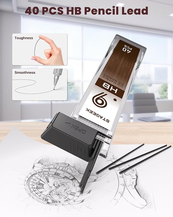 STAGEEK 0.9mm Mechanical Pencil, Metal Art & Drafting Pencil - Image 6
