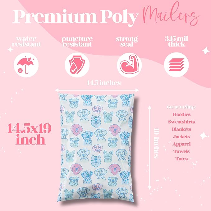 Pretty Package Store Designer Poly Mailers, Pretty Pups, 100 Pack | Heavy Duty - Image 3