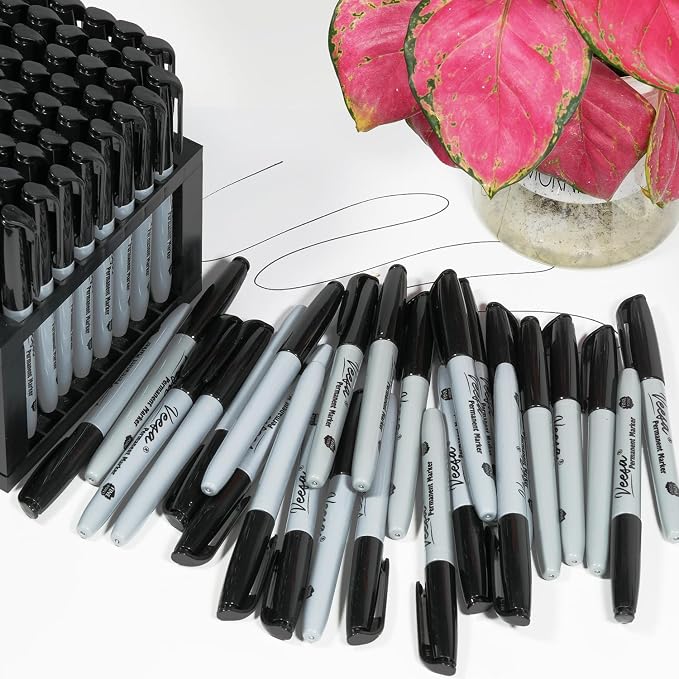 VEESA Permanent Markers Black, 1-Second Quick Drying, Fine Tip, - Image 6