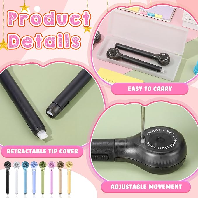Gersoniel 25 Pack Correction Tape Pen Correctional Ink Tape Push Pull Protective - Image 3
