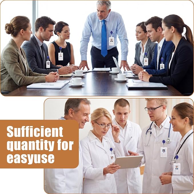 Laumoi 150 Pcs Retractable ID Badge Holder Name ID Badge Reel Clips Keychain - Image 6