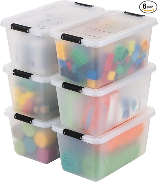 IRIS USA 6-Pack Clip Box with Latching Lids, 13 Quart Craft Storage Bins by IRISUSA