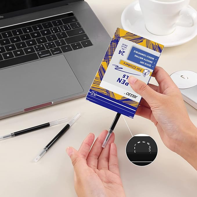 Gel Ink Refills for Retractable Click Pens, Medium Point Pen Refills Compatible - Image 2