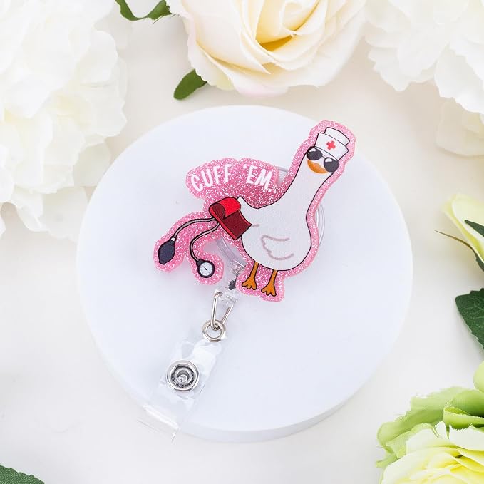 Funny Goose Nurse Badge Reel, Cuff 'Em Badge Holder - Image 6