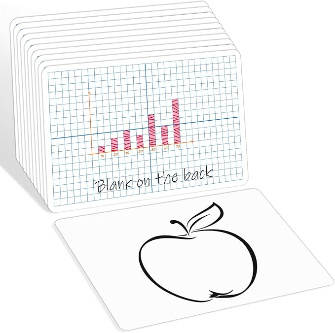 10 Pack Double-Sided Dry Erase Graph Boards, XY Axis Grid & Blank Side by Unknown