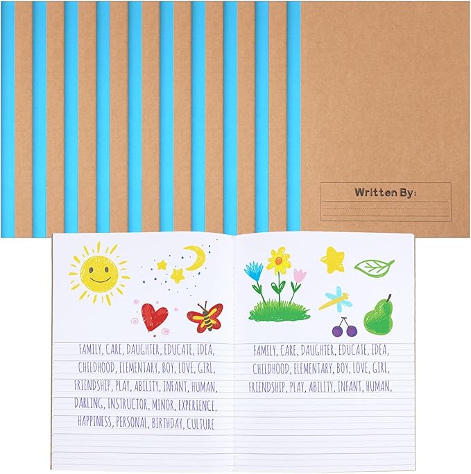 Henoyso 20 Pcs Primary Composition Notebook 9 3/4 x 7 1/2 Inch Kids Journal, Back to School Supplies, K-2 Primary Writing Notebook for Kids Student Draw and Write Story Journal (Blue)-DeskLoop Office