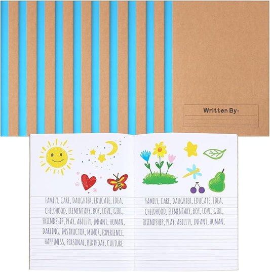 Henoyso 20 Pcs Primary Composition Notebook 9 3/4 x 7 1/2 Inch Kids Journal, Back to School Supplies, K-2 Primary Writing Notebook for Kids Student Draw and Write Story Journal (Blue)-DeskLoop Office