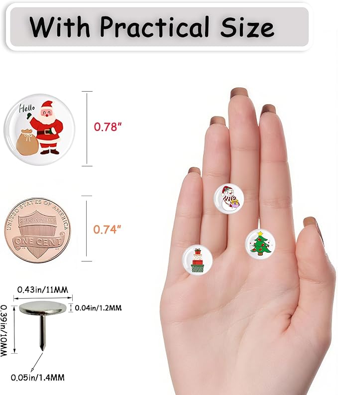 24Pcs Christmas Decorative Push pins, Cute Bulletin Board Tacks, Cork Board - Image 8