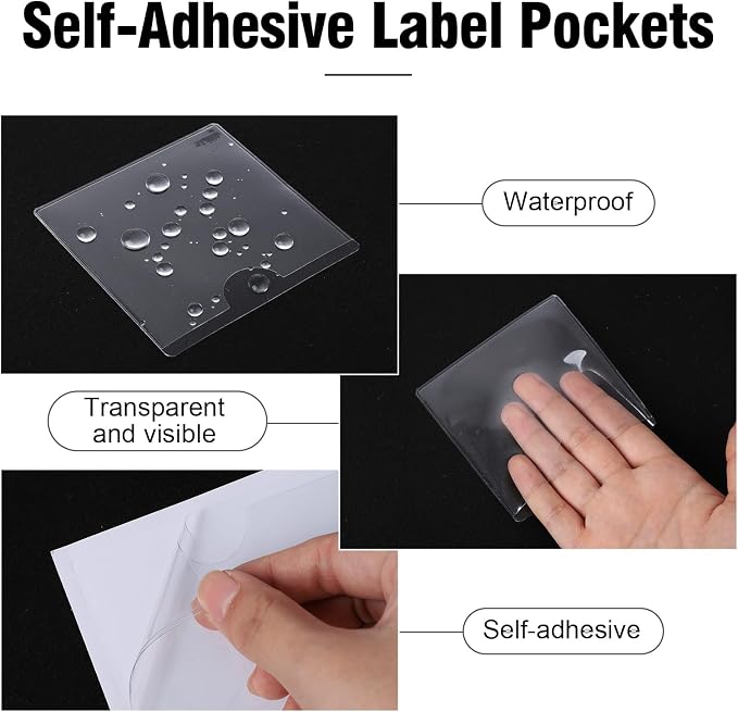 52 Pcs 3.5" x 3.5" Self Adhesive Index Card Pockets Label Pockets - Image 4