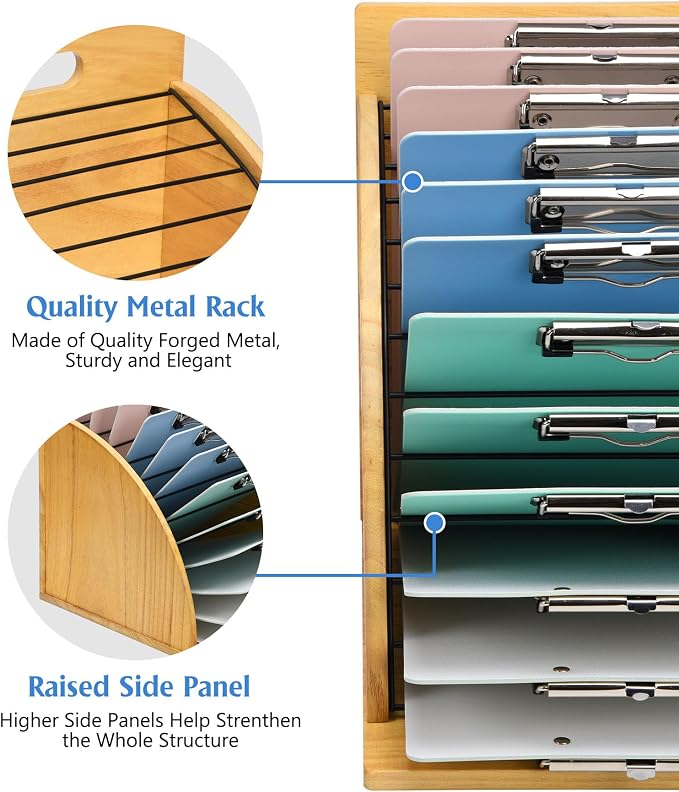 HULISEN Clipboard Holder, Wooden Clipboard Organizer - Image 3