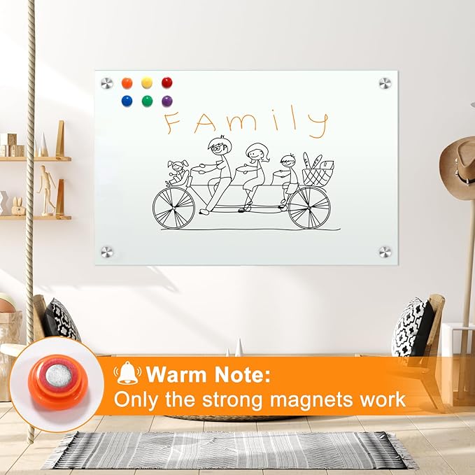 H-Qprobd Dry Erase White Board 48"x36" Glass Magnetic Whiteboard for Wall, Includes 12 Magnets, 8 Markers and 2 Erasers-DeskLoop Office