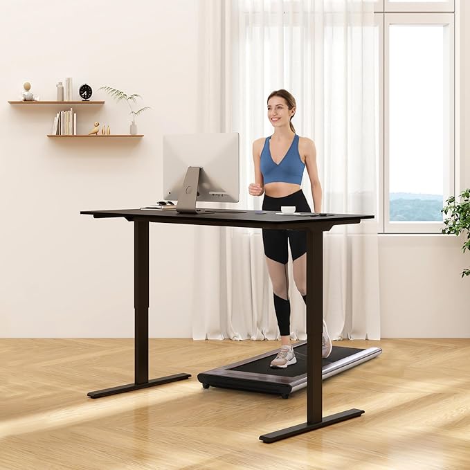 FLEXISPOT Standing Desk Electric Height Adjustable Desk with 55 x 24 Inches Splice Board, Ergonomic Memory Controller, Black Top + Black Frame-DeskLoop Office