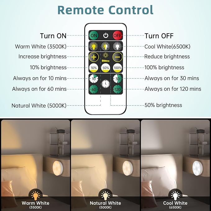 LED Closet Step Lights Motion Sensor Puck Light Compatible - Image 3