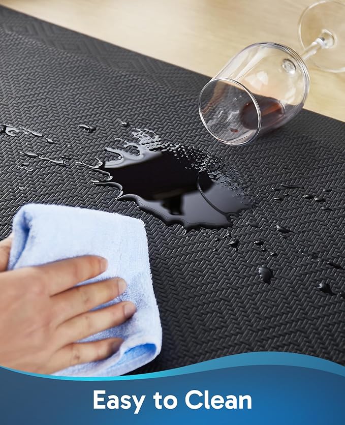 Ophanie Kitchen Mats for Floor, 3/4 inch Thick, 20x39 Anti Fatigue Cushioned Mat, Kitchen Rugs, Waterproof, Comfort Ergonomic Standing Mat for Office, Home, Sink, Black Non-Slip Ridged Bottom-DeskLoop Office