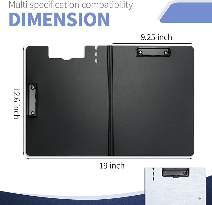 Clipboard Folder, with Dual Metal Clips, Embossed-Texture, Folding 360° Rotating - Image 4