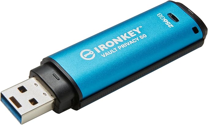 Kingston IronKey Vault Privacy 50 256GB Encrypted USB | FIPS 197 | AES-256bit | BadUSB Attack Protection | Multi-Password Options | IKVP50/256GB-DeskLoop Office