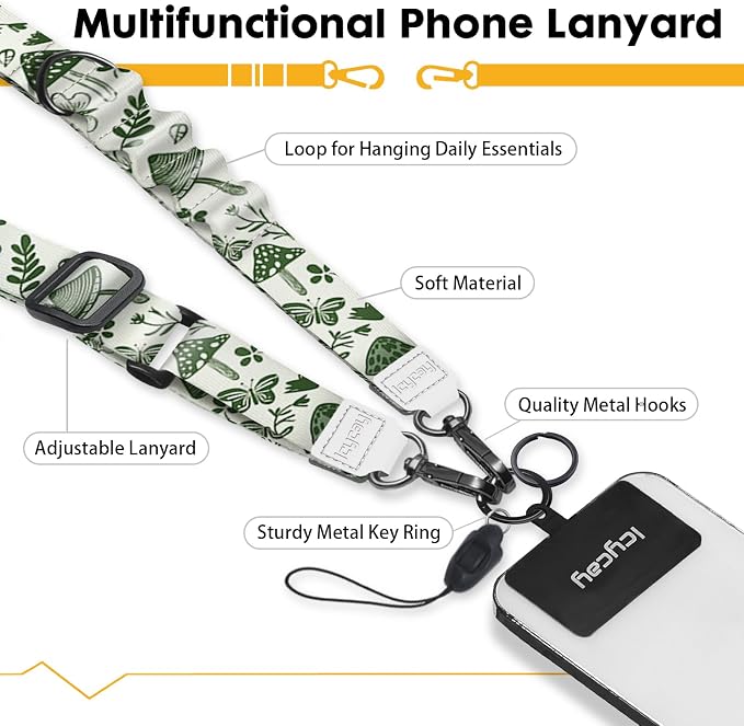 Icycay Phone Lanyard Crossbody, Mushroom Cell Phone Strap - Image 3
