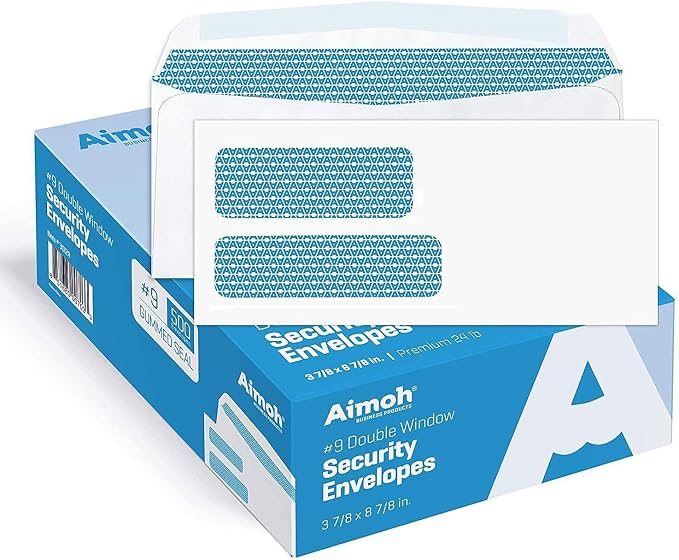 Aimoh #9 Double Window Security Business Mailing Envelopes by Aimoh