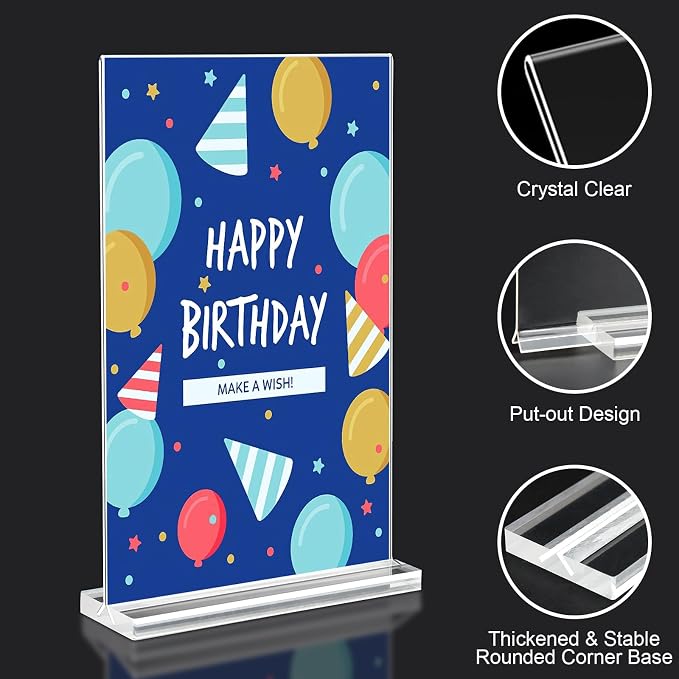 Acrylic Sign Holder 5.5x8.5 Inches 8 Pack, Double Sided Vertical Clear Display - Image 2