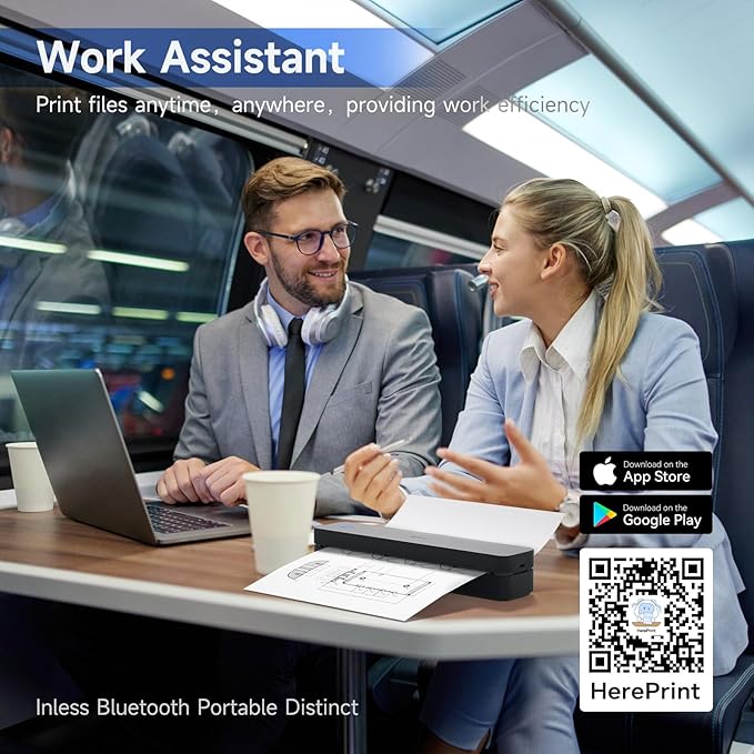 iDPRT Portable Printer Wireless for Travel, 300DPI Bluetooth Thermal Printer Support for 8.5"x11" US Letter, Inkless Compatible with iOS, Android, Laptop for Office, Car and Home, School-DeskLoop Office