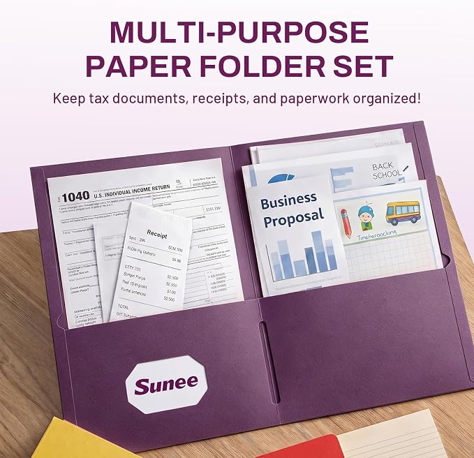 SUNEE Two Pocket Folders, 25 Pack File Folders - Image 2