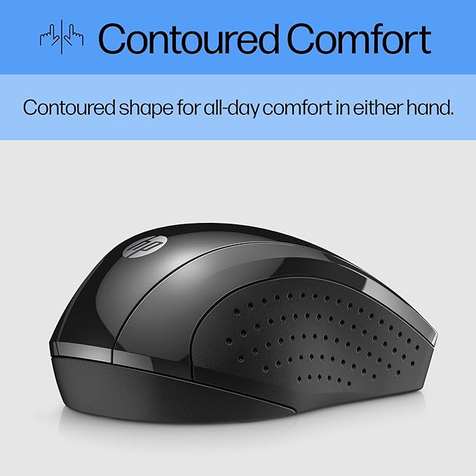 HP X3000 G3 Wireless Mouse - Black, 15-Month Battery, Side Grips for Control, Travel-Friendly, Blue LED, Powerful 1600 DPI Optical Sensor, Compatible with Wins PC/Laptop, Mac, Chromebook (683N7AA)-DeskLoop Office