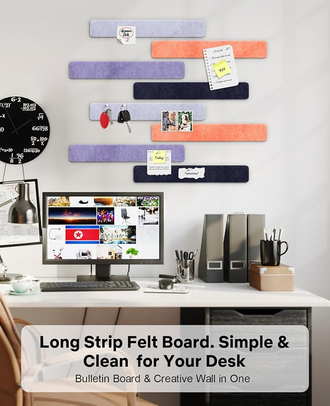 Small Cork Bulletin Board Tiles, Felt Wall Decor and Office Desk Accessories - Image 6