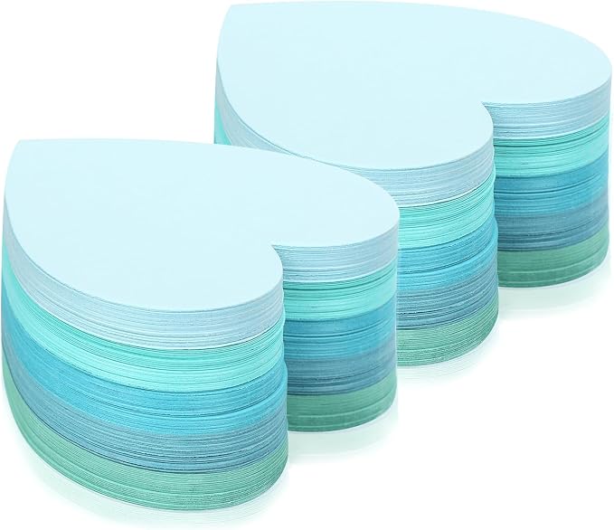 300 Pcs Blue Index Cards Heart Shape Note Cards Flat Blank Index Cards 3x3 by Unknown