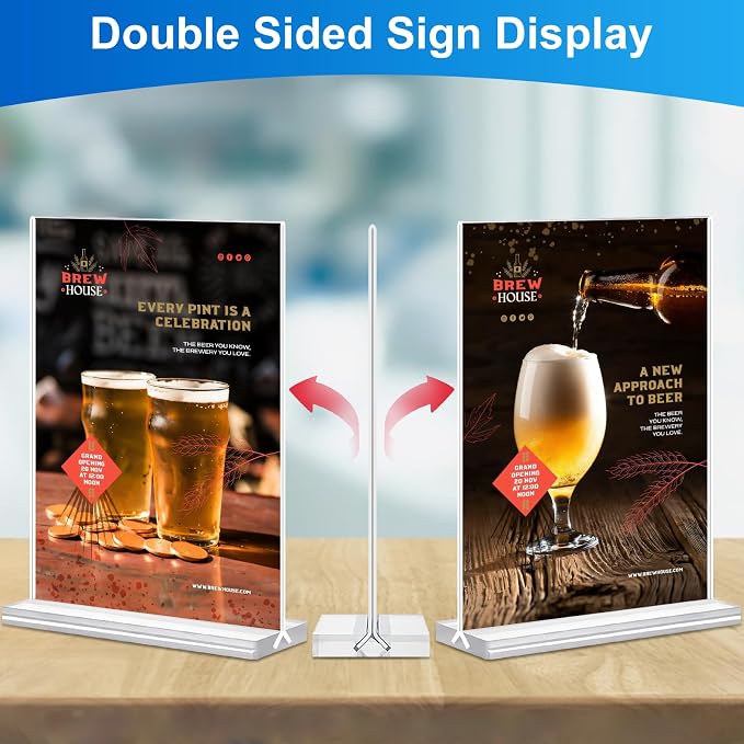 Acrylic Sign Holder 5x7 Inches 24 Pack, Double Sided Clear Display Stand Table - Image 2
