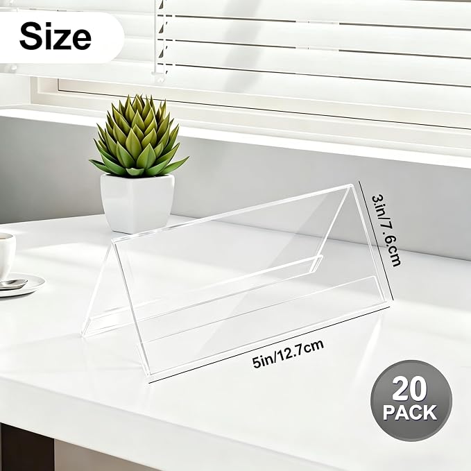 20 Pcs Mini Acrylic Sign Holder, 3x5 Inch Small Clear Acrylic Name Plate - Image 2