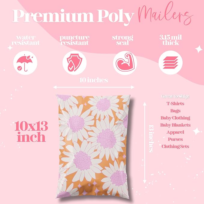 Pretty Package Store Poly Mailer 10x13, 100 Pack | Heavy Duty, Waterproof - Image 3